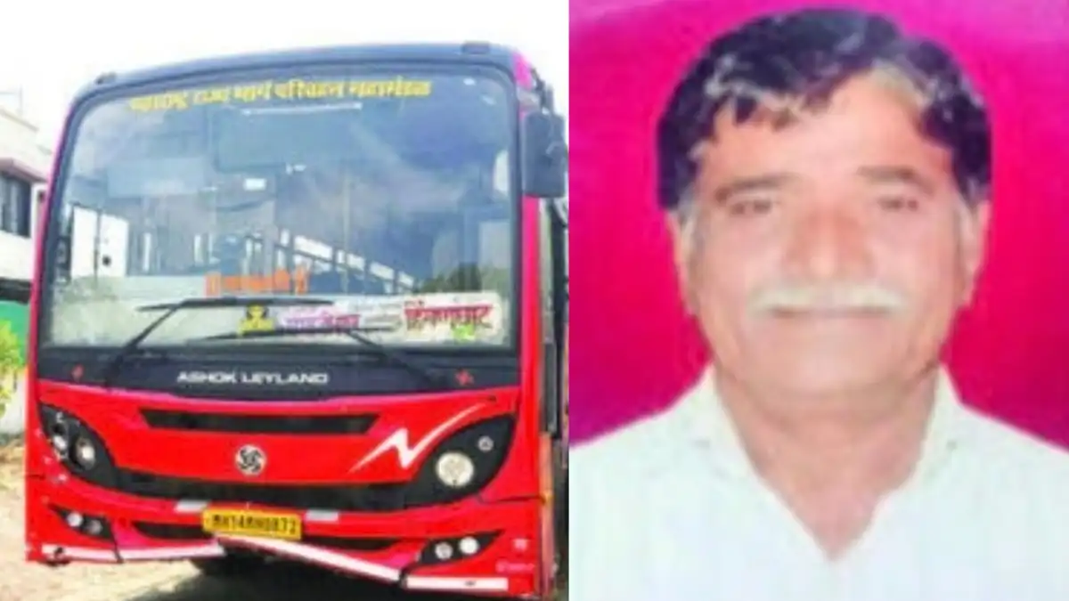 चिखली-जालना मार्गावरील बेराळा फाट्यावर एसटी बस अपघाताचे दृश्य