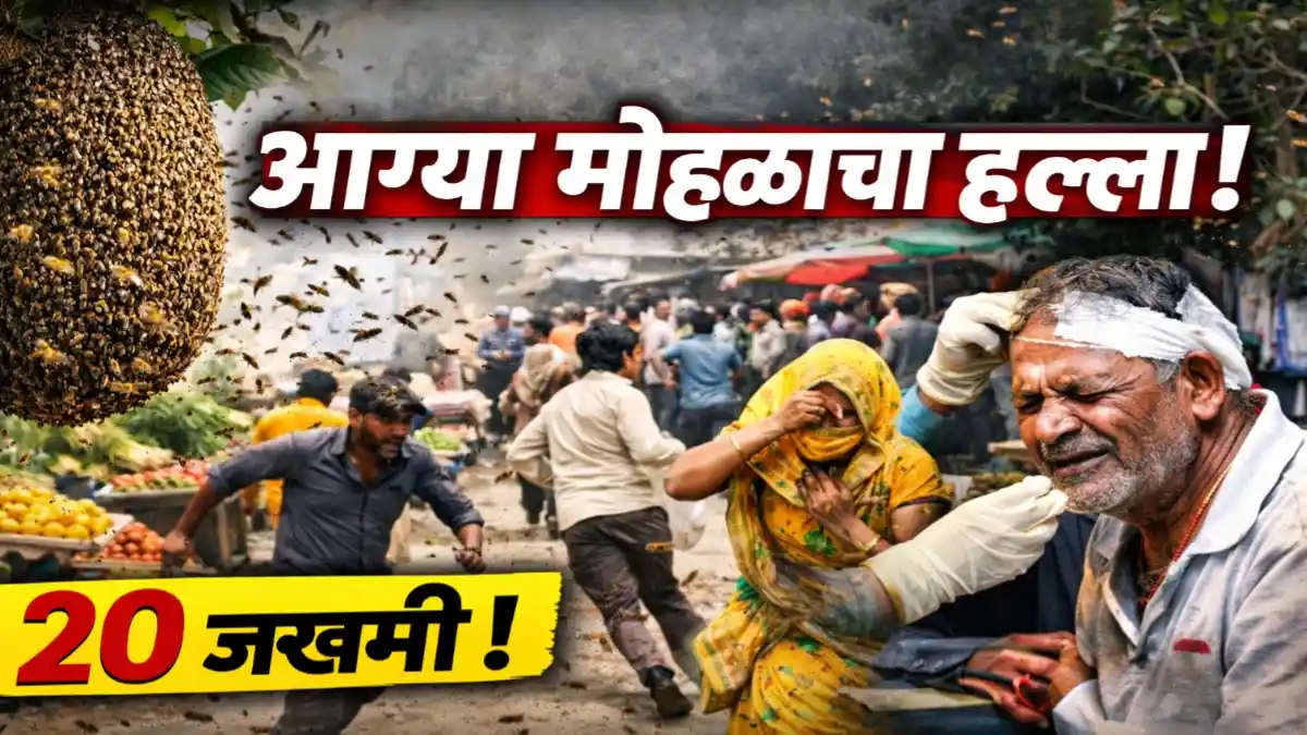 साखरखेर्डा आठवडी बाजारात आग्या मोहळाचा हल्ला