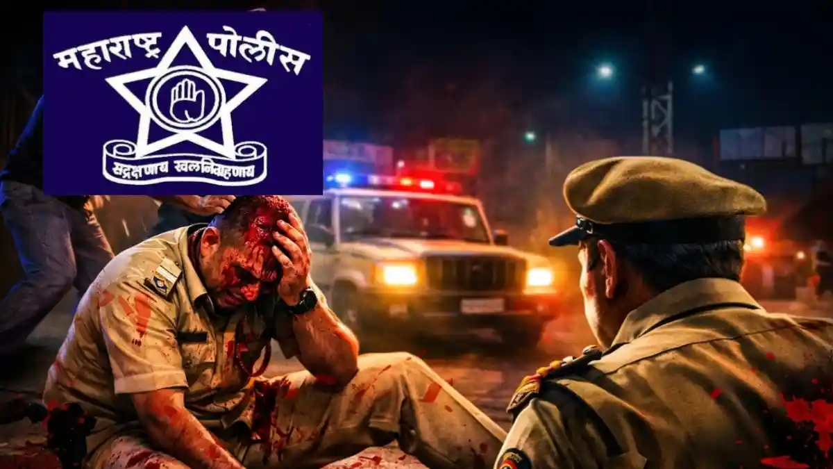 बुलढाणा मध्ये पोलीस कर्मचाऱ्यावर हल्ला झाल्याचे दृश्य