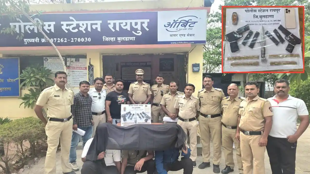 अंत्रीकोळी येथे रायपूर पोलिसांनी जप्त केलेली पिस्तूल, काडतुसे आणि XUV500 वाहन