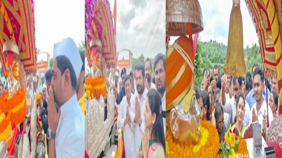 विदर्भाच्या प्रवेशद्वारावर श्री संत गजानन महाराजांच्या पालखीचे जंगी स्वागत